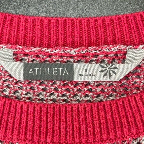 Athleta Pink Fair Isle Knit Sweater Dress Small Soft Cozy Rustic Lodge Winter - Picture 7 of 13